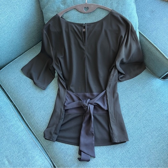 Ann Taylor Blouse Size XS Black Tie-back with Blue colour block. GUC - Picture 4 of 9